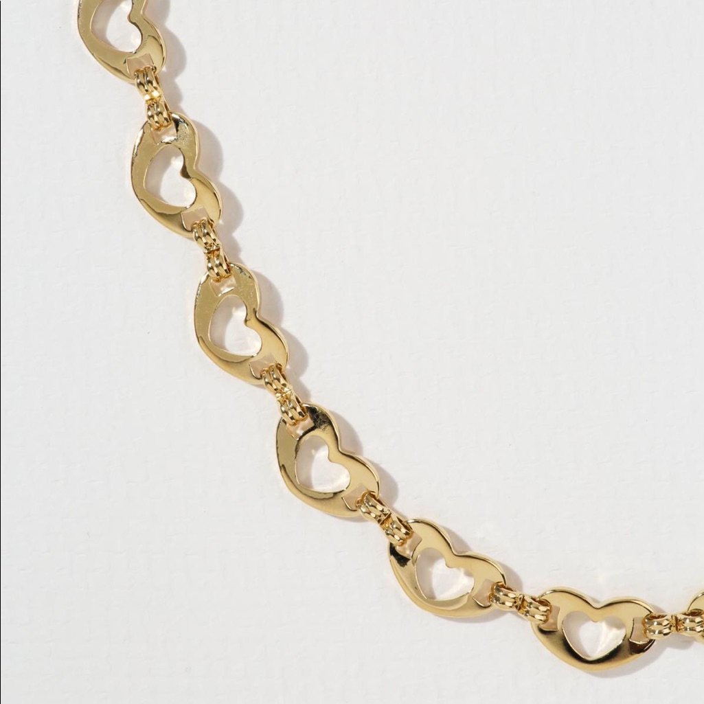 New Vanessa Mooney The Electra Chain Heart Gold 36$